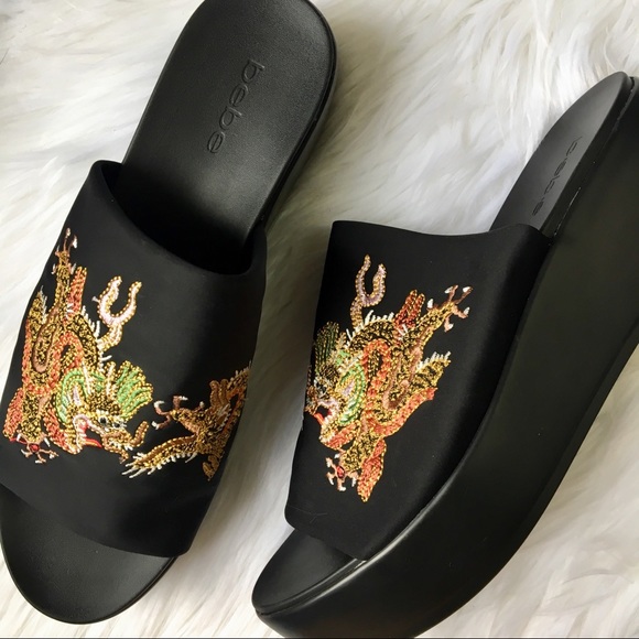 bebe slip on sandals